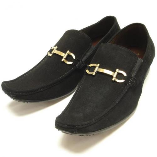 Encore By Fiesso Black Genuine Leather/Suede Loafer Shoes FI6249